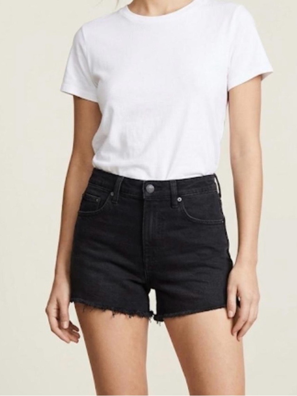 American Eagle Outfitters Black High-Rise Denim Cutoff Shorts